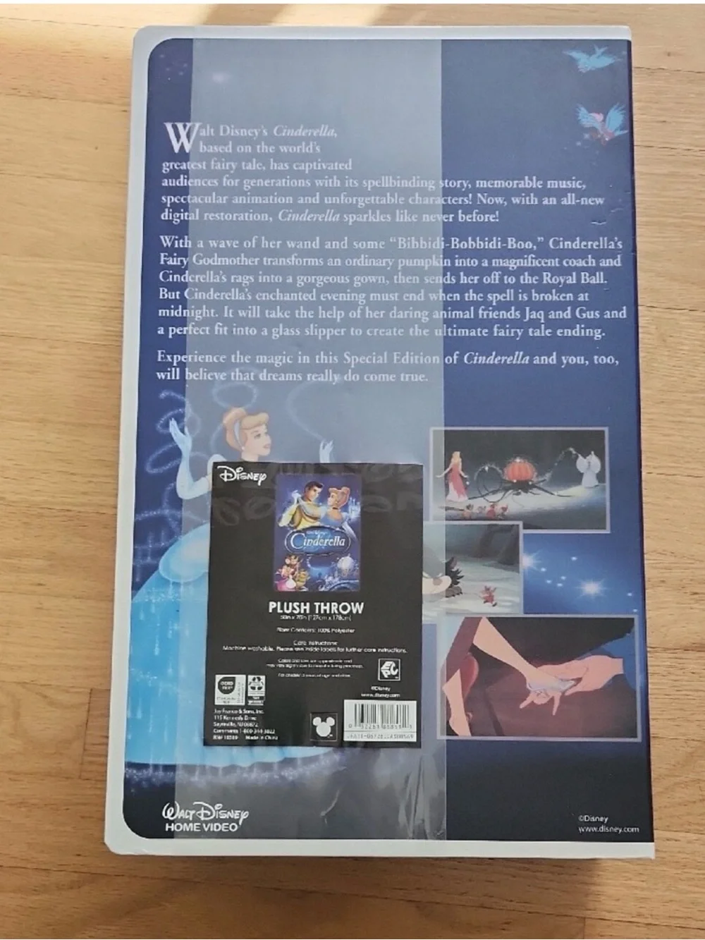 Disney Cinderella VHS Boxed Silk Touch Throw Plush Blanket 50